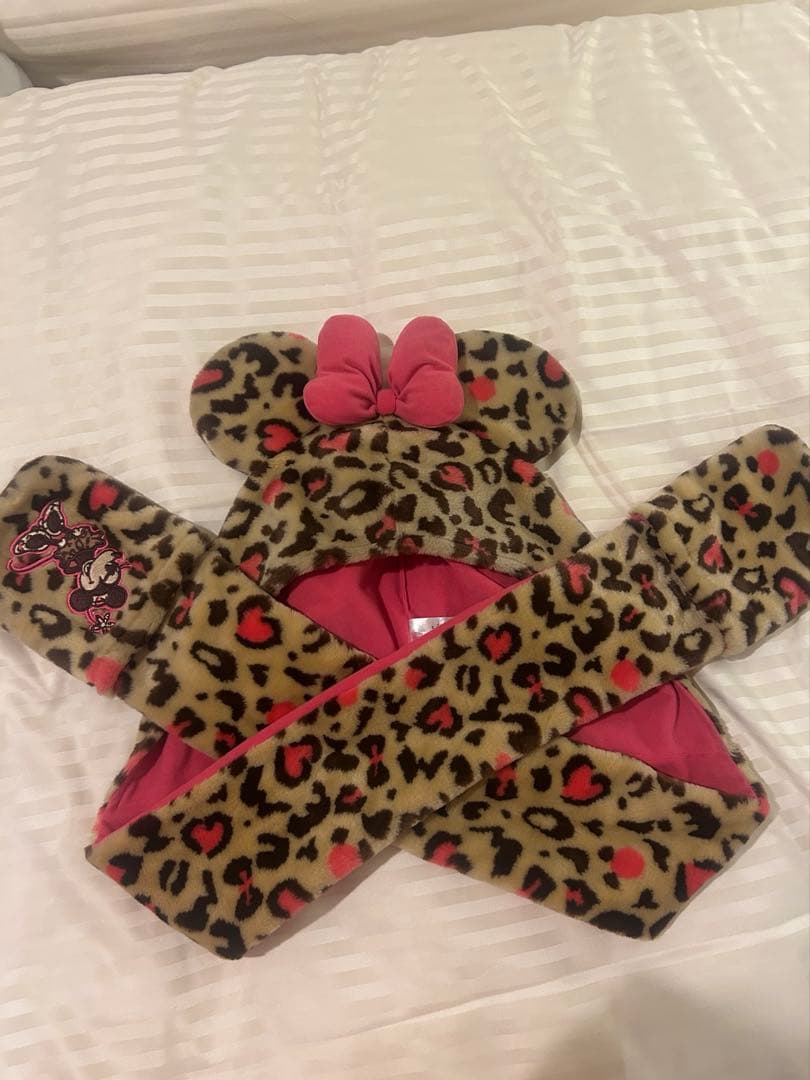 ディズニー マフラーキャップ ヒョウ柄 ミニー