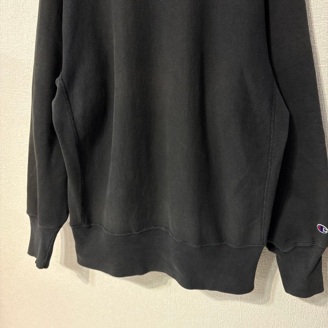 90s 刺繍タグ リバースウィーブ チャンピオン 無地 目無し ブラック 黒 L