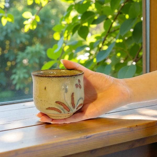 中村芳楽 作 天月窯 急須 湯呑 セット 竹製茶托付き 陶芸 茶器 煎茶器