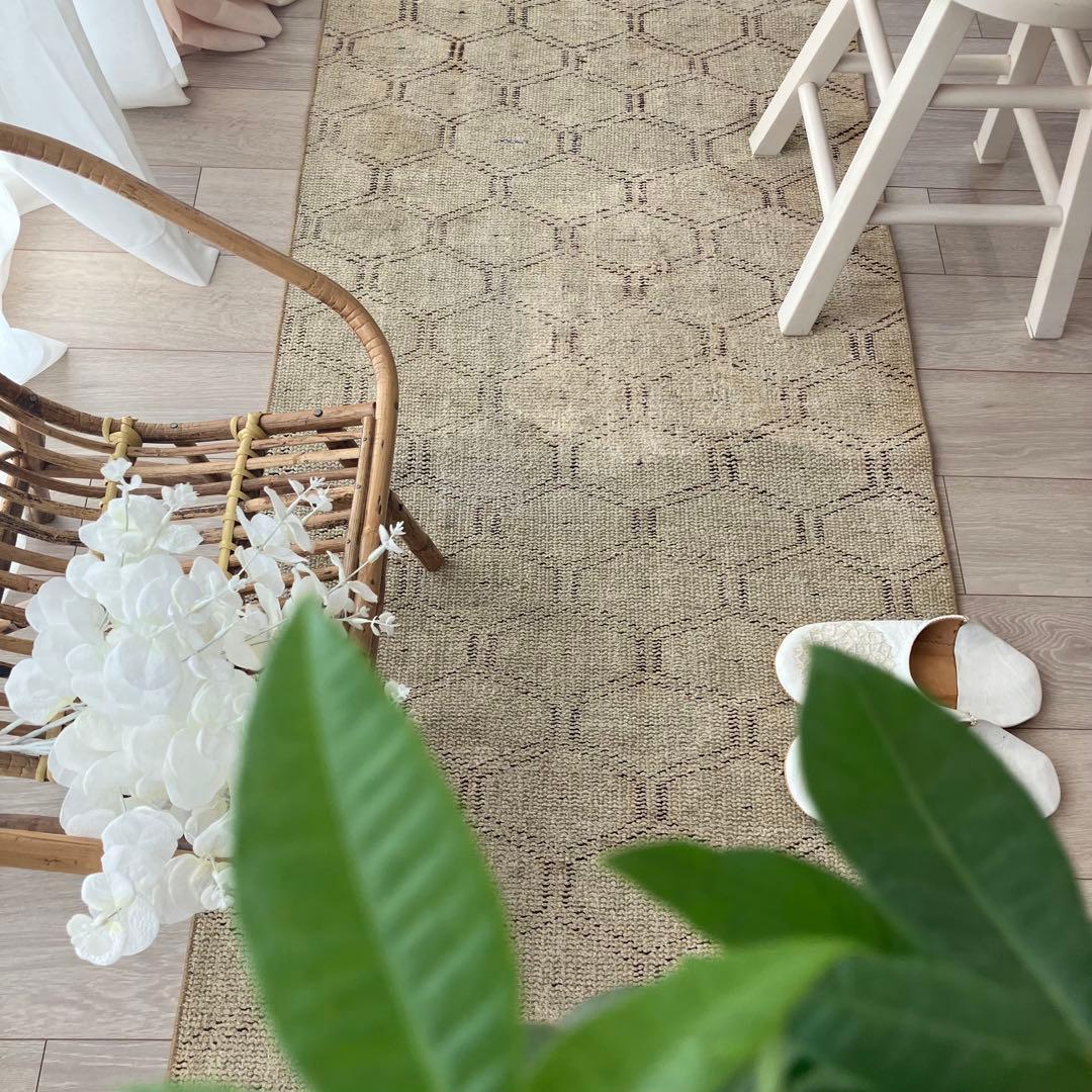 超ロング　均等ハニカム71×288✳︎ベージュ　ランナー　トルコヴィンテージラグ