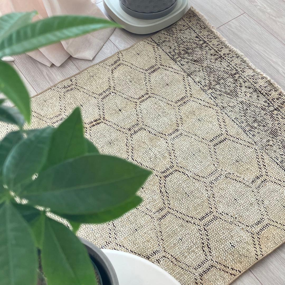 超ロング　均等ハニカム71×288✳︎ベージュ　ランナー　トルコヴィンテージラグ