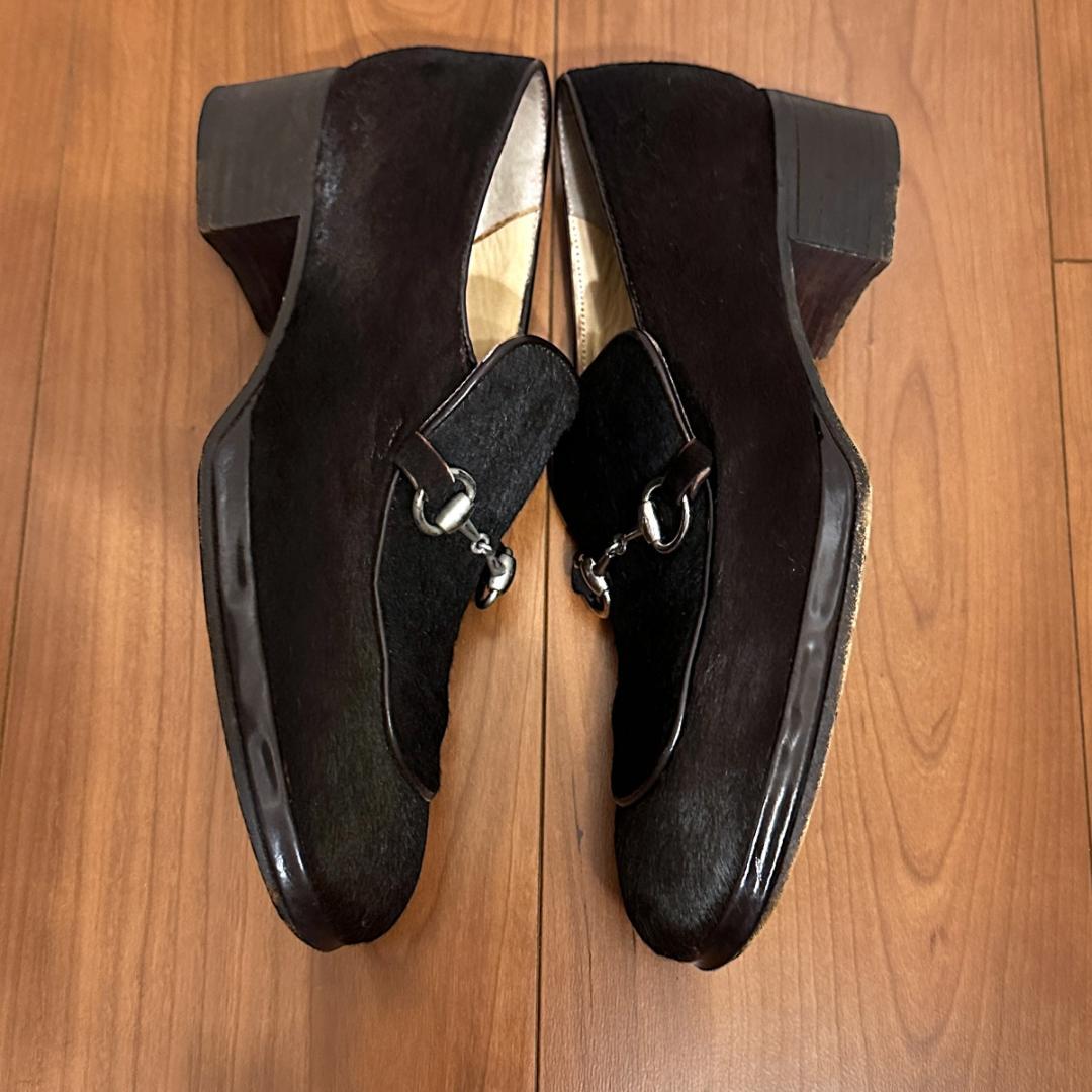 【GUCCI】ハラコ ローファー ブラウン サイズ6 / sh151