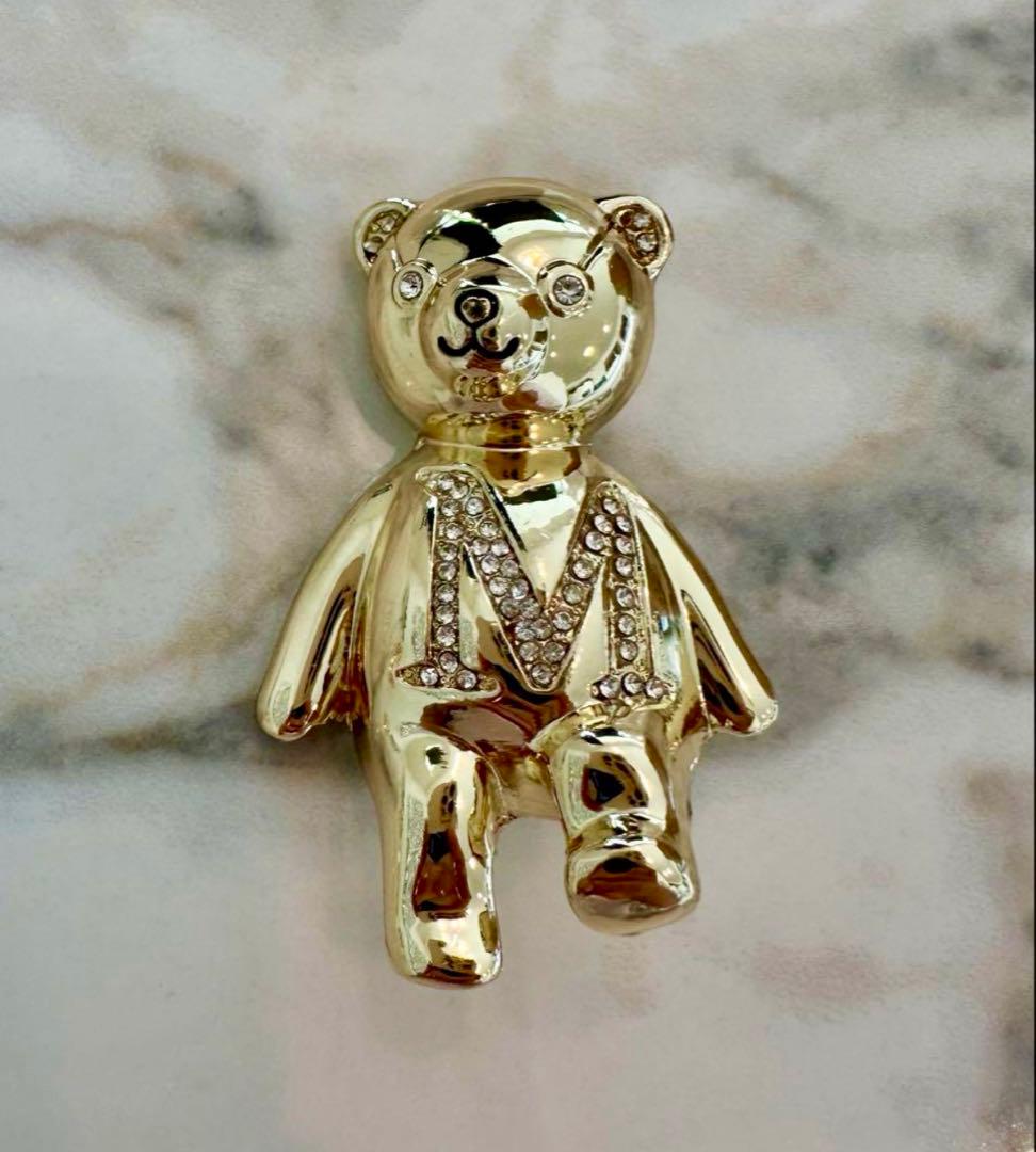 ゴールドクマ型ブローチ M字ストーン付き