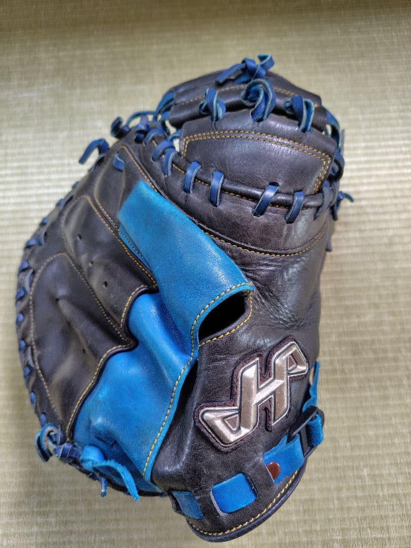 ハタケヤマ 軟式野球キャッチャーミット 黒/青