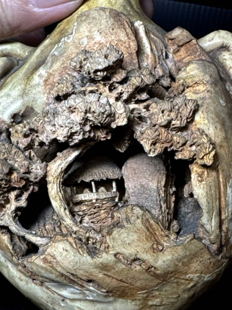 超絶技巧 宮島 一角 造 楼閣山水図 耳付 花瓶 共箱付 茶道具