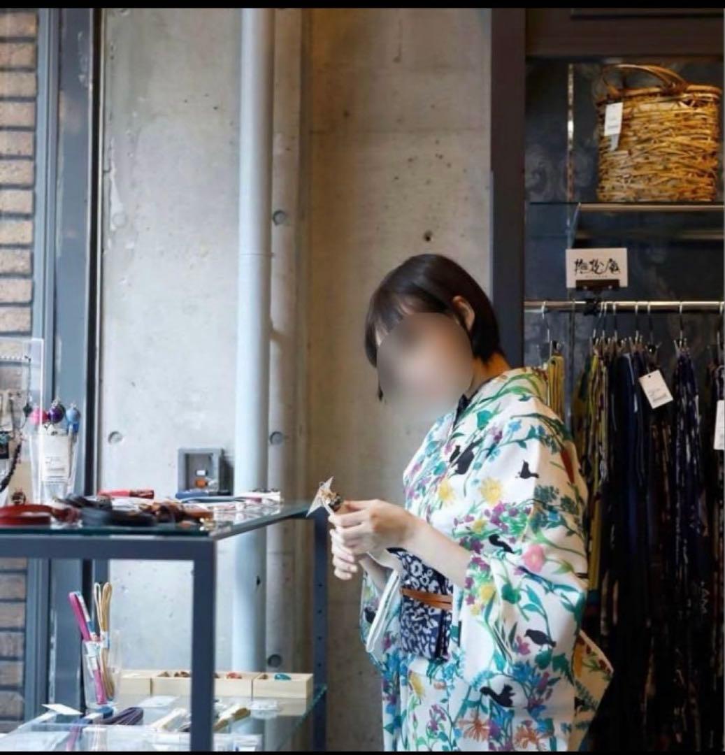 洗える浴衣　セオα セオアルファー　ボタニカル柄　きのこ　検索) 撫松庵　ふりふ