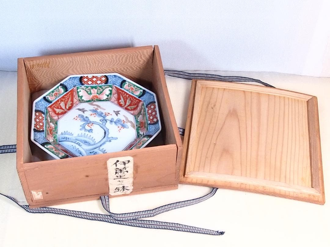 【美品】伊萬里/伊万里/有田焼 七五 八角鉢/八角皿＆小鉢5客 花鳥文 食器磁器