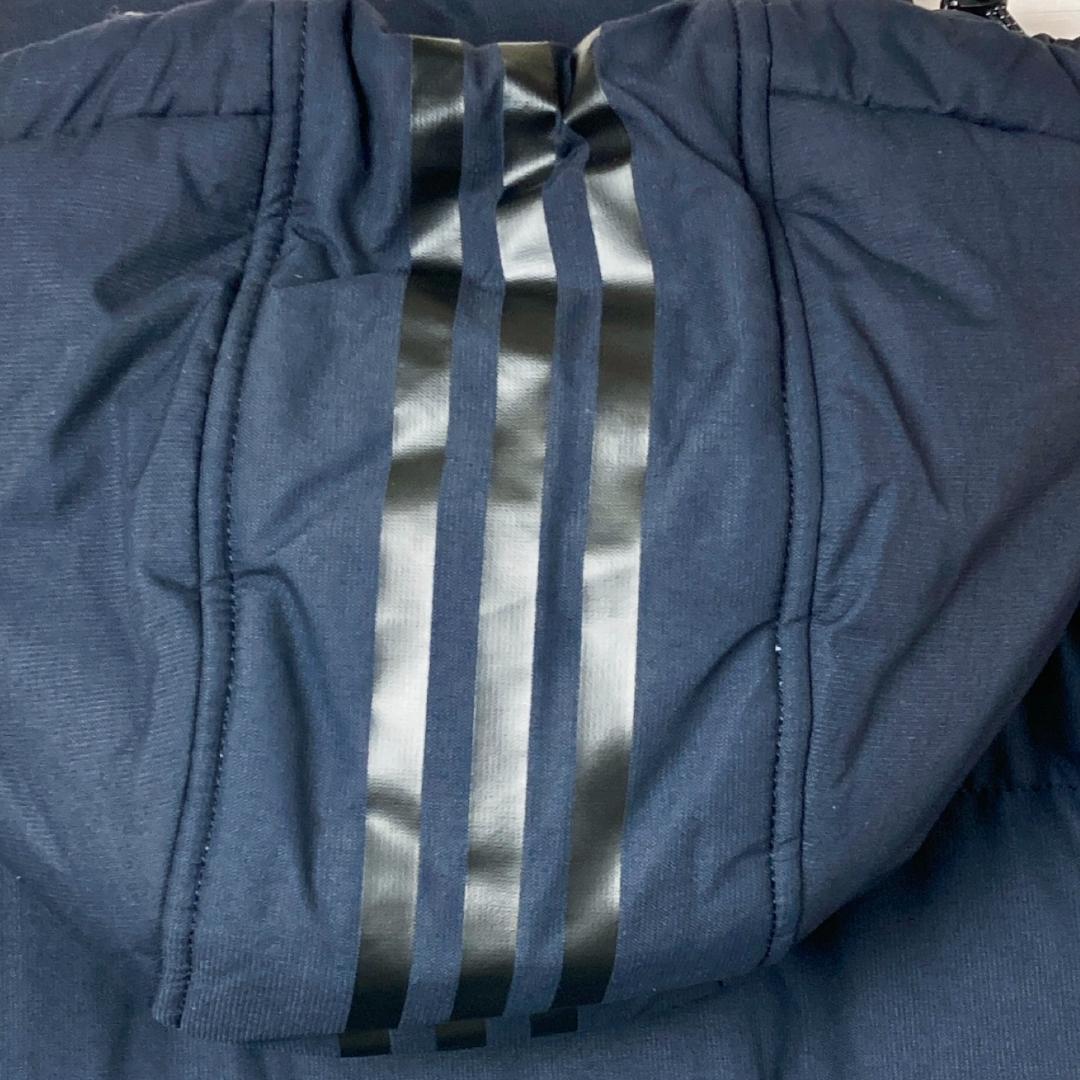 美品　アディダス　ベンチコート　ロング丈スリーストライプス　黒　100　280