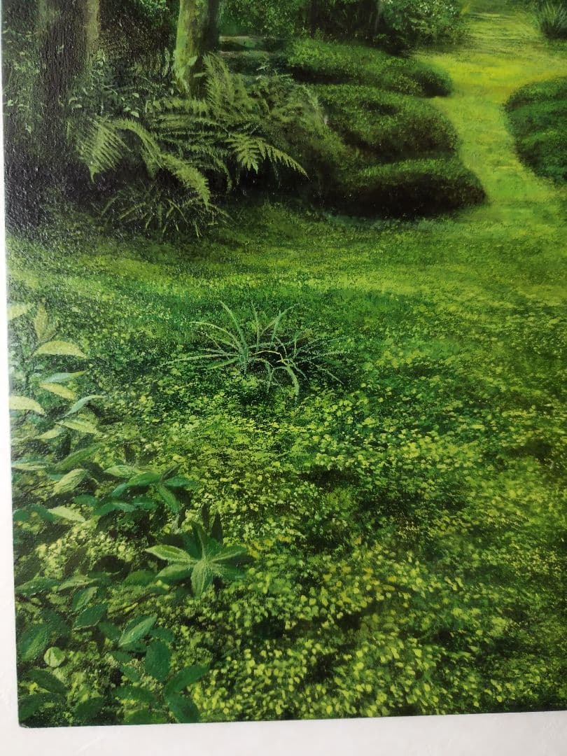 油絵原画 京都の苔庭（祇王寺）サイズM10 写実画