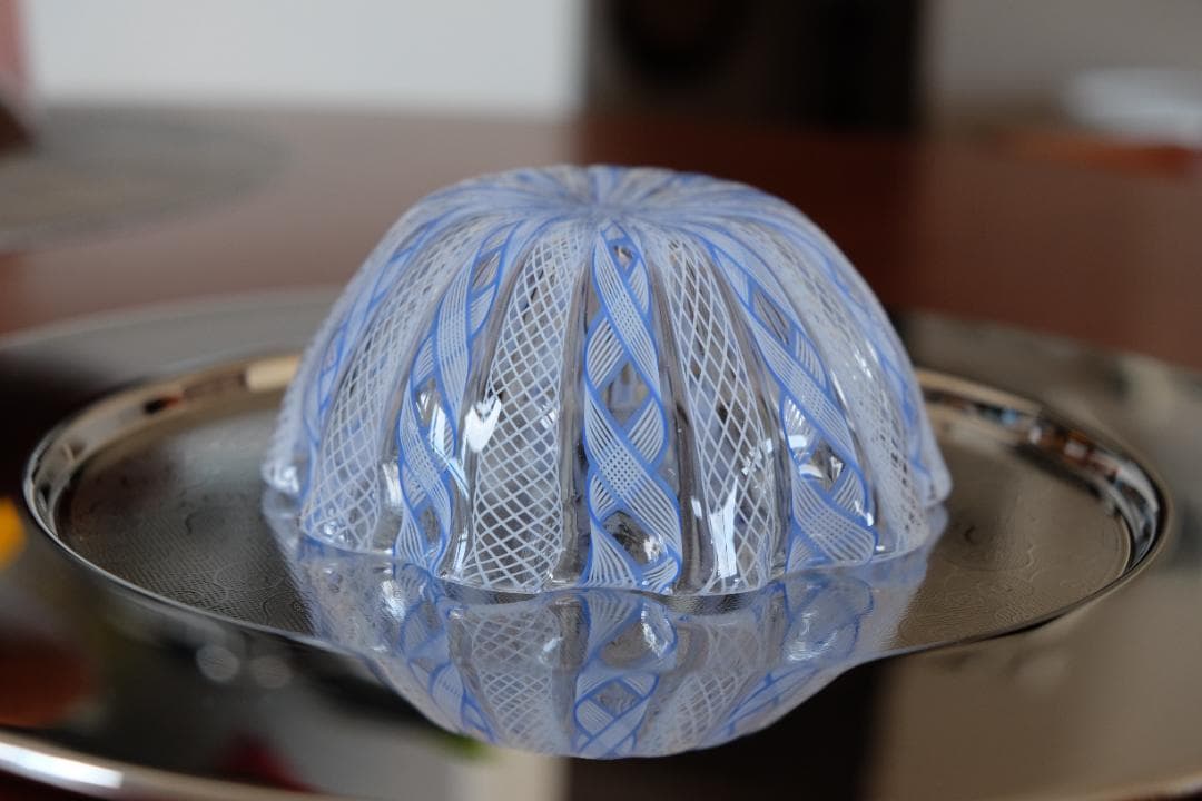 レースガラス 吹きガラス グラス 花瓶/ワイングラス 昭和レトロ 江波冨士子/