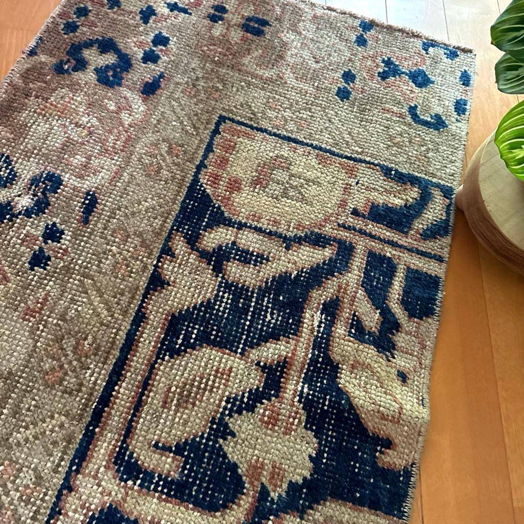 専用　48×124優しいベージュ深みあるネイビー　ボタニカル　トルコヴィンテージ