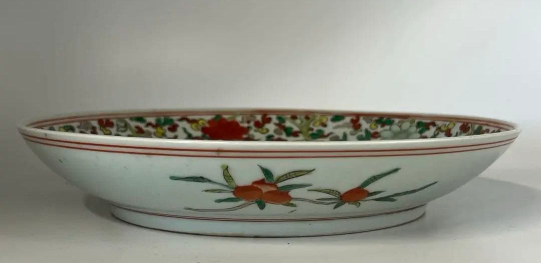 極上 古美術　五彩龍紋染付皿【大明萬歷製】在銘　西き04-4