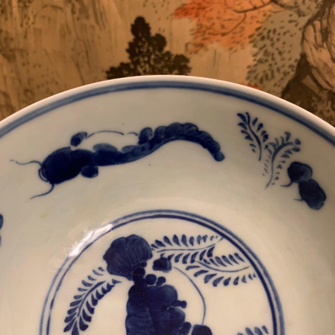 中国美術 大明崇禎年製 お椀　アンティーク　美品　染付　細工 山水