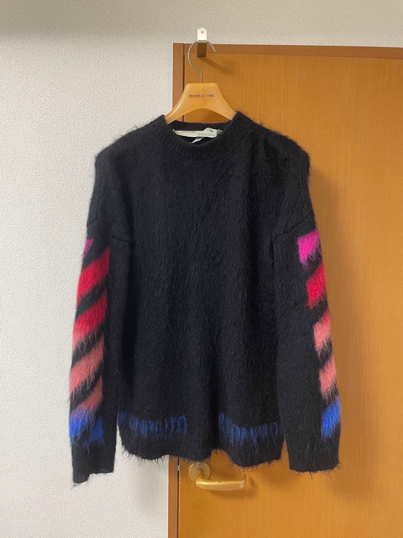 【超人気デザイン】オフホワイト☆クロスアロー入りモヘヤニット 入手困難 美品
