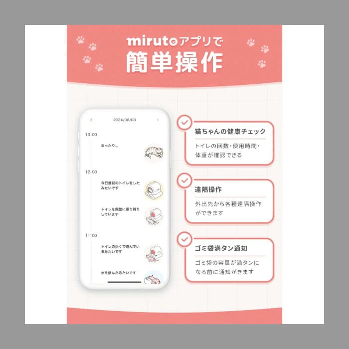 MIRUTO 全自動猫トイレ スマホ連動 健康管理アプリ対応 獣医師共同開発