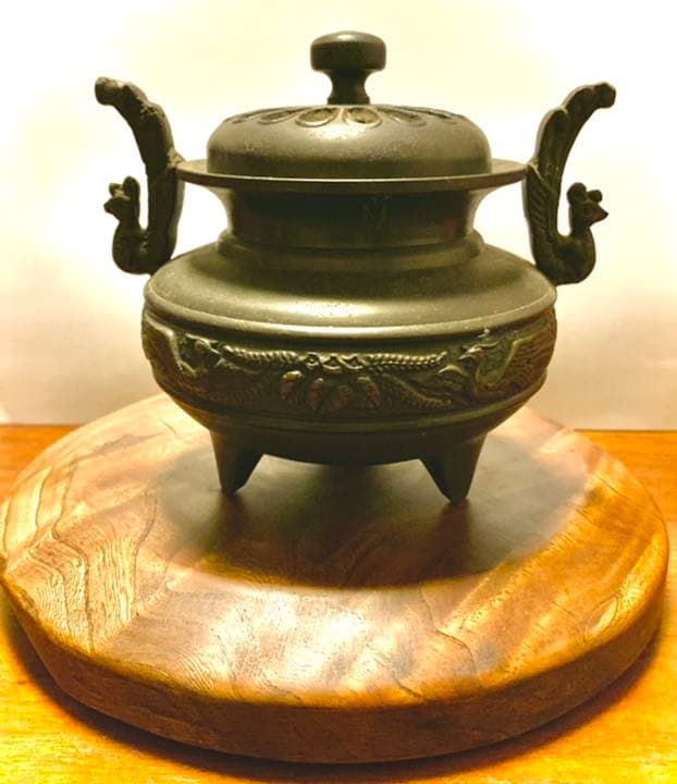 香炉 けやき台付 重量感あり 重いです
