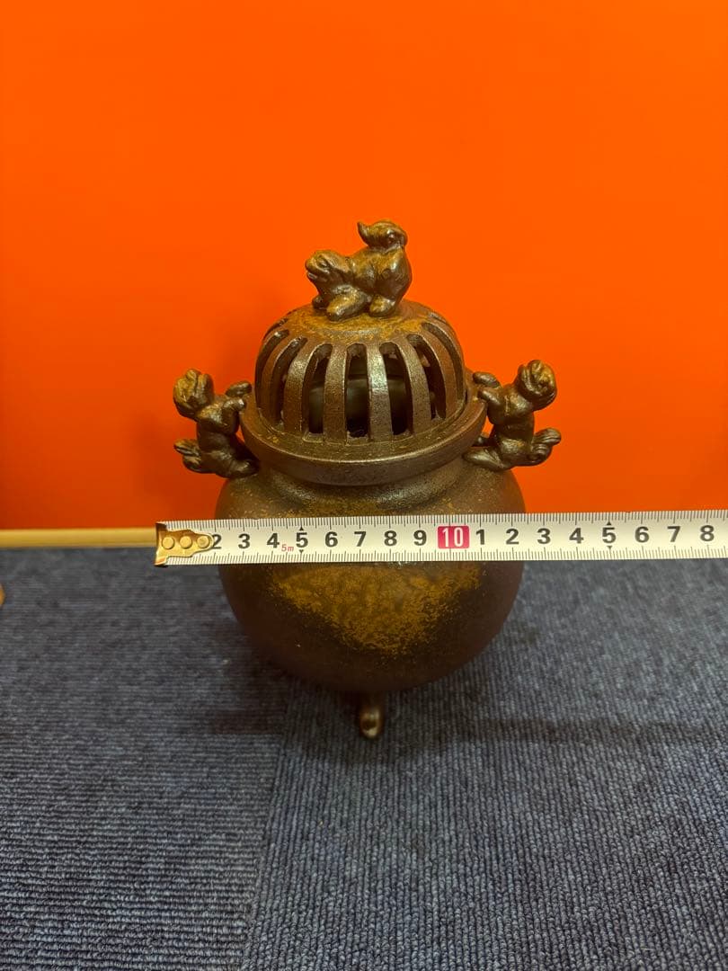 1769 備前焼　武蔵銘　獅子三足　香炉