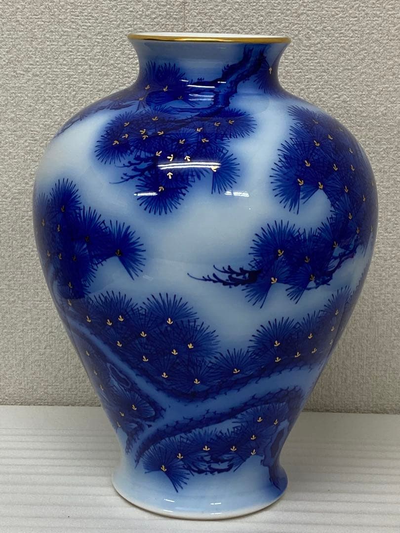 3-3289 香蘭社の染錦模様老松文花瓶