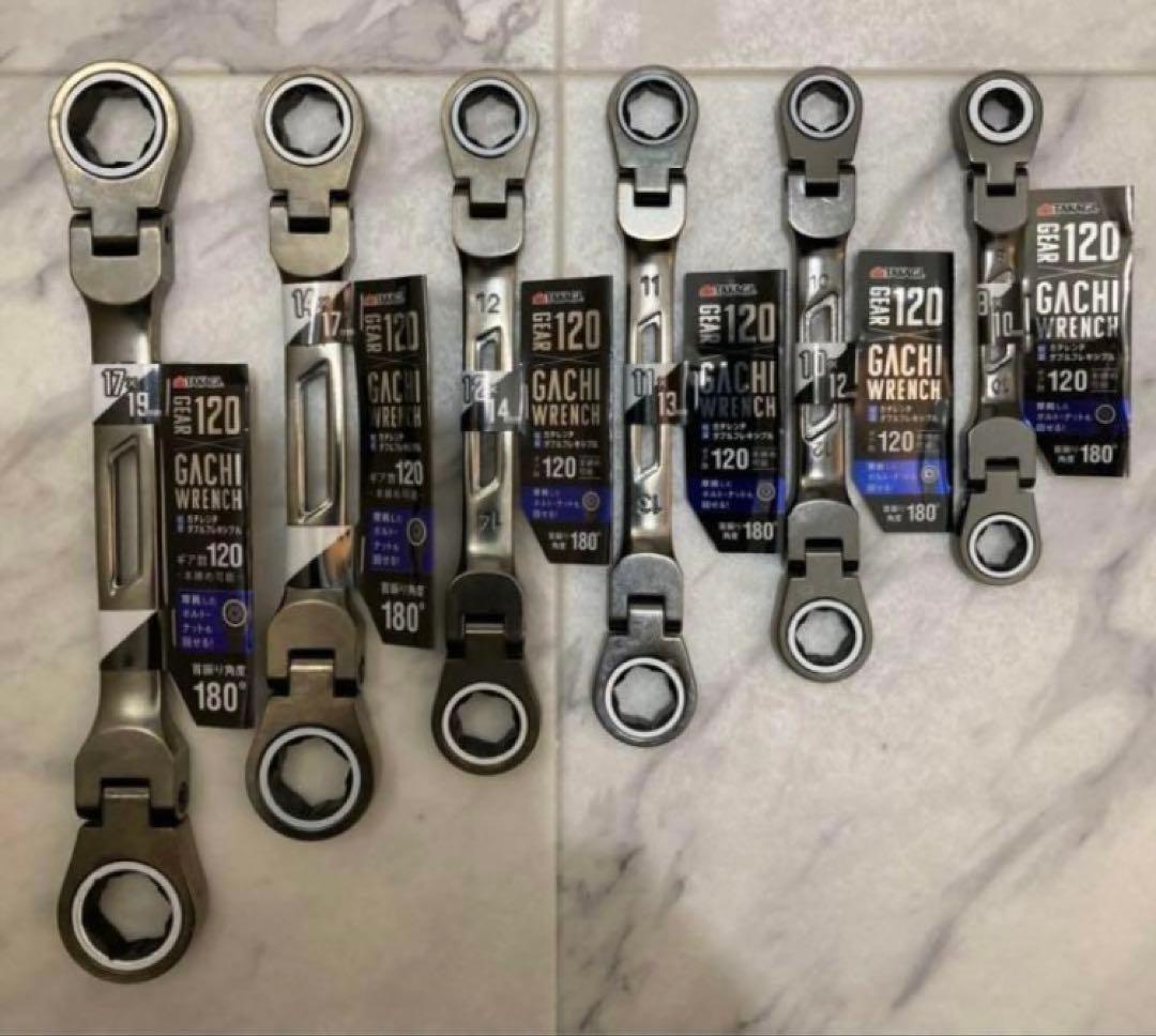 【新品】首振りダブルギアレンチ 軽量ガチレンチ ダブルフレキシブル 全6種セット