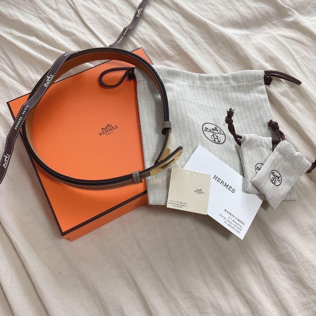 HERMES エルメス ケリーベルト エトゥープ ゴールド金具