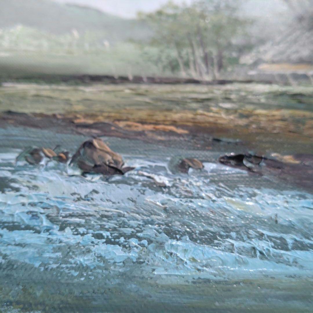 大きめ油絵　油彩画　美しい風景画　作者不明　額縁入り