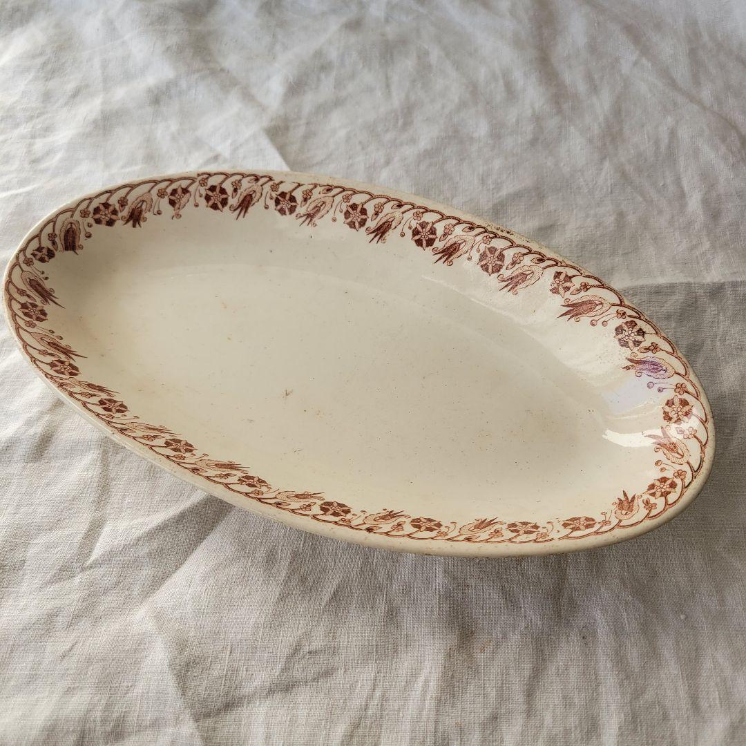 フランス　アンティーク　ラヴィエ　ブラウン花