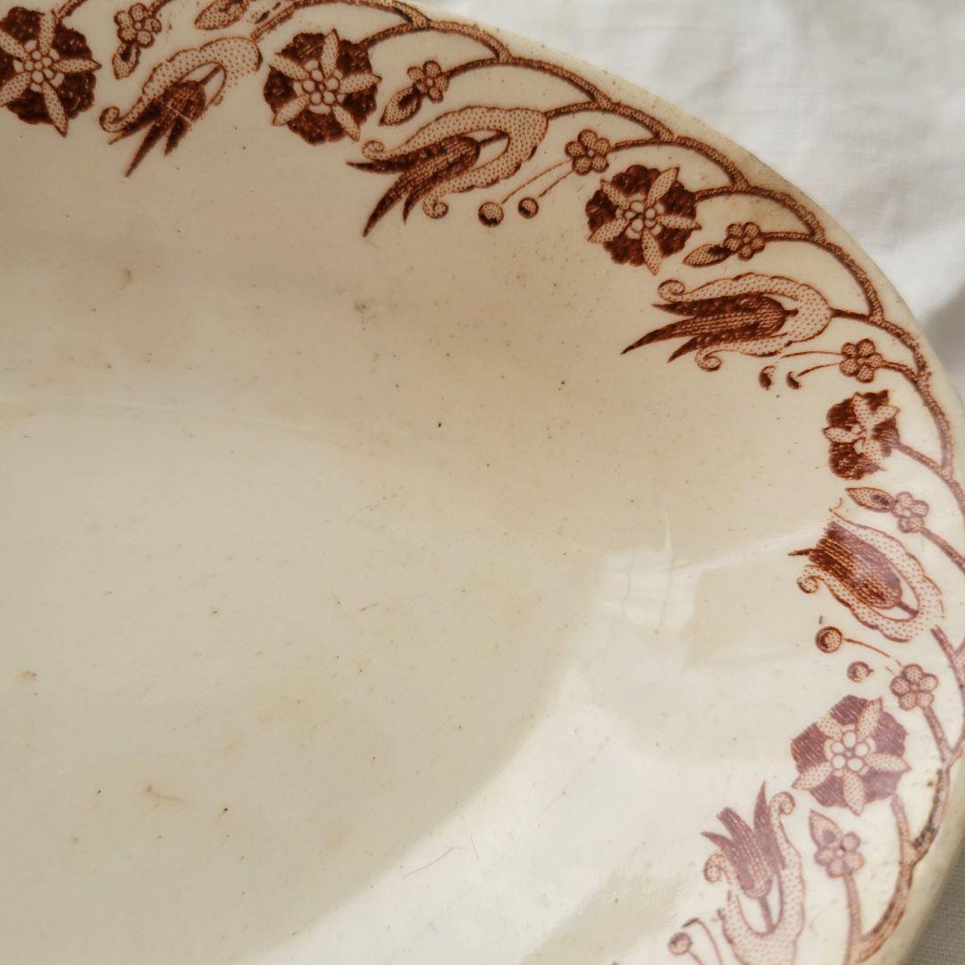 フランス　アンティーク　ラヴィエ　ブラウン花