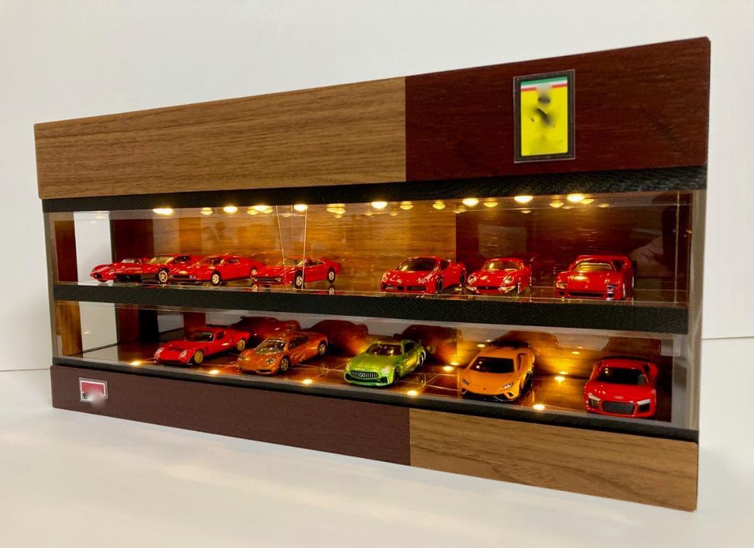 1/64展示20台可能・ウォールナット＆オーク・ディスプレーBOX/ネオジオラマ