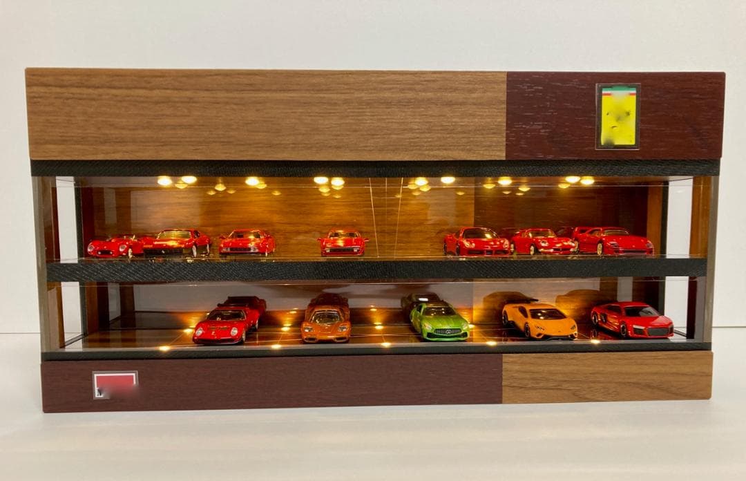 1/64展示20台可能・ウォールナット＆オーク・ディスプレーBOX/ネオジオラマ