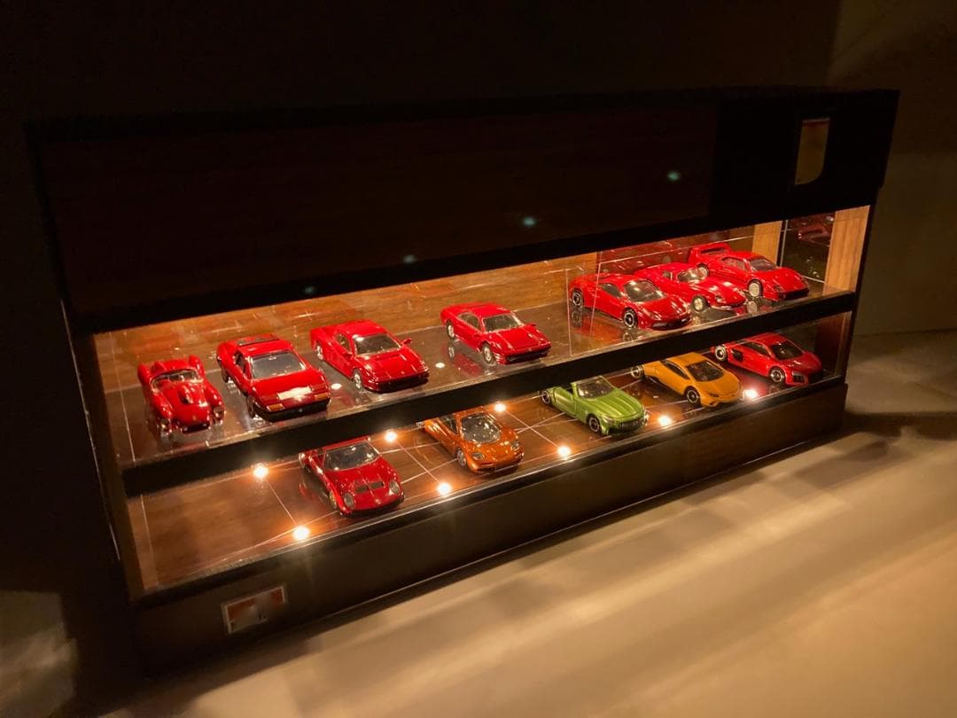 1/64展示20台可能・ウォールナット＆オーク・ディスプレーBOX/ネオジオラマ