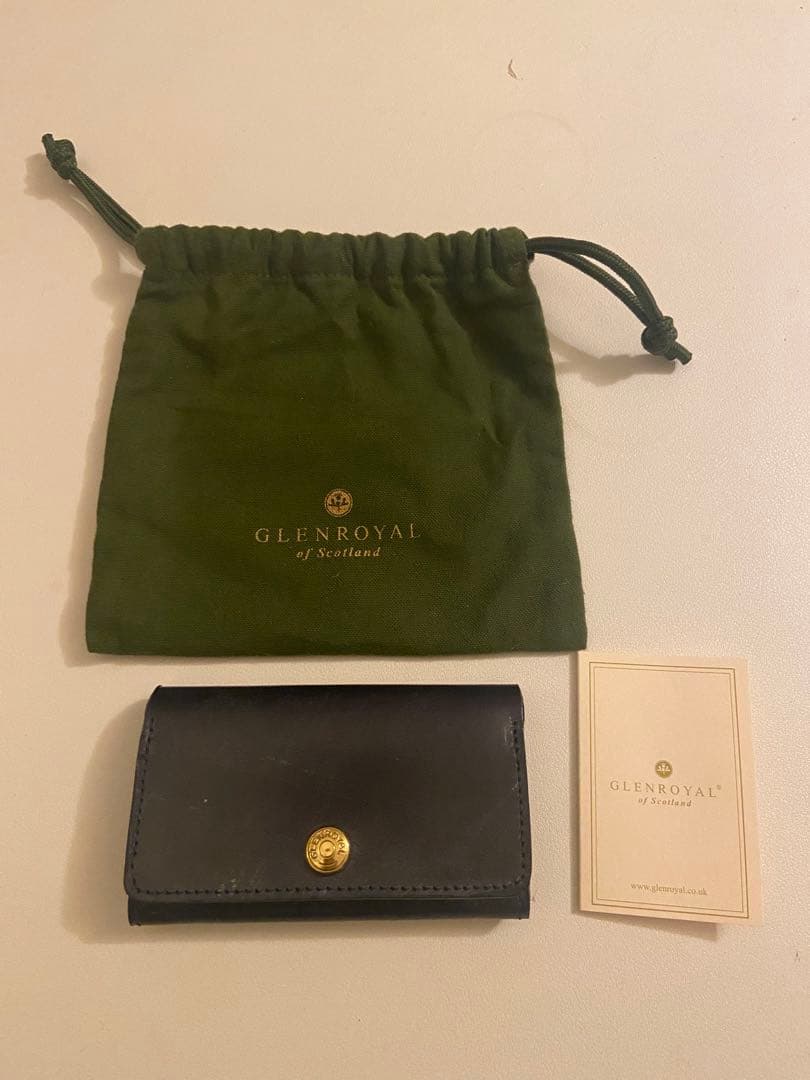 GLEN ネイビーレザー 名刺入れ 収納袋付き