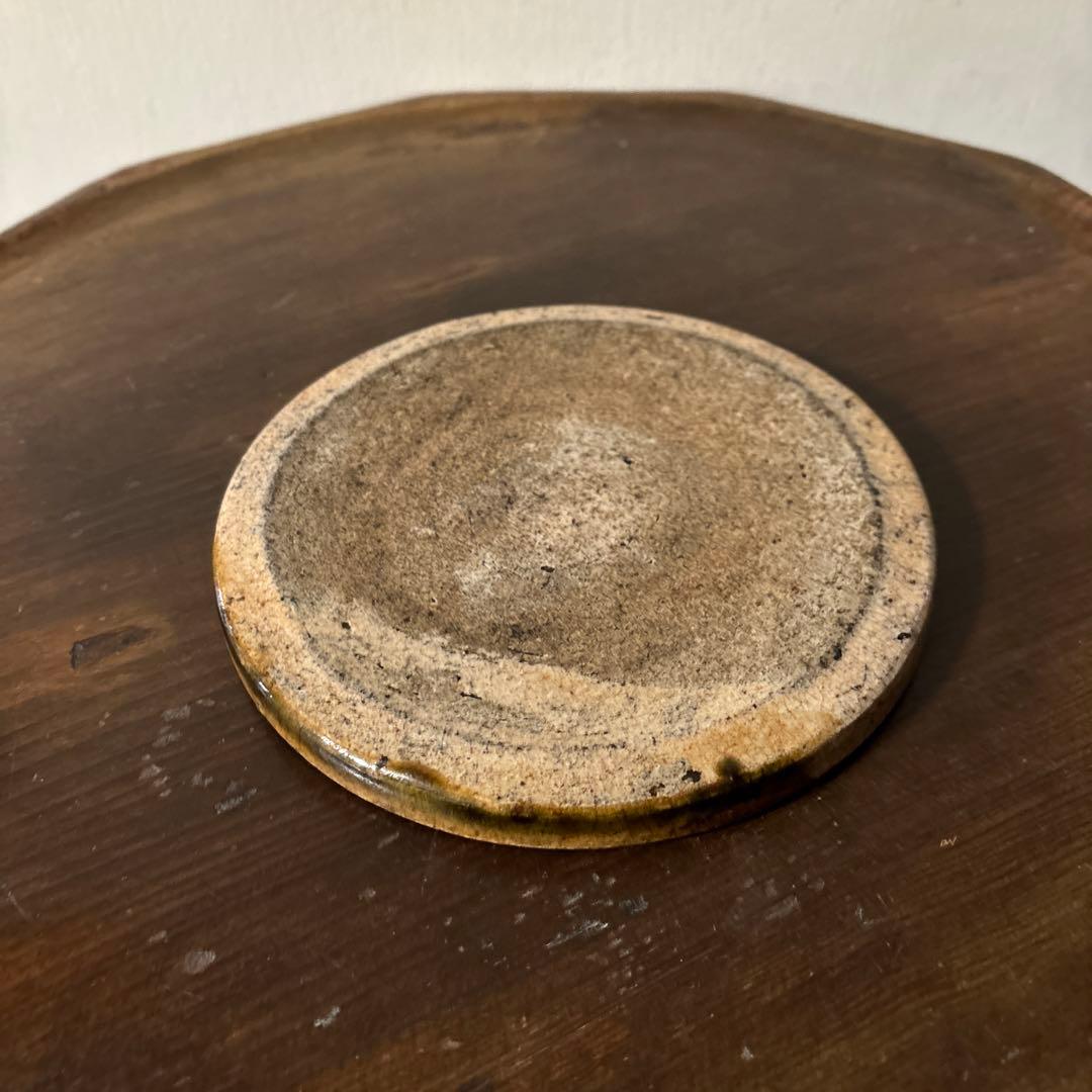 古瀬戸　織部釉行灯皿 行燈皿　石皿　古民芸　美濃　古美術　唐津　検:李朝白洲正子