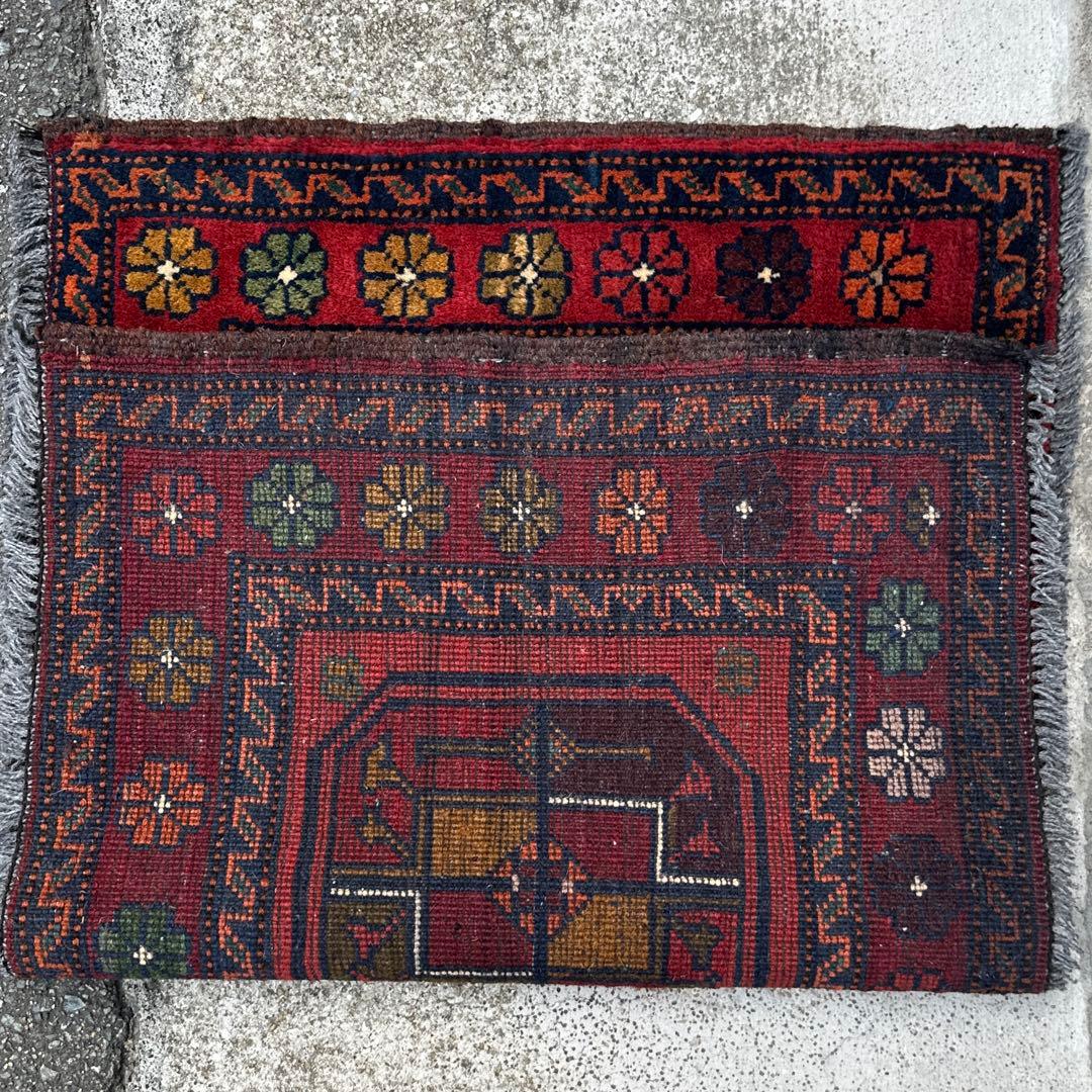 74cmx47cmバルラグ手織り絨毯ヴィンテージ ラグトルクメンラグ