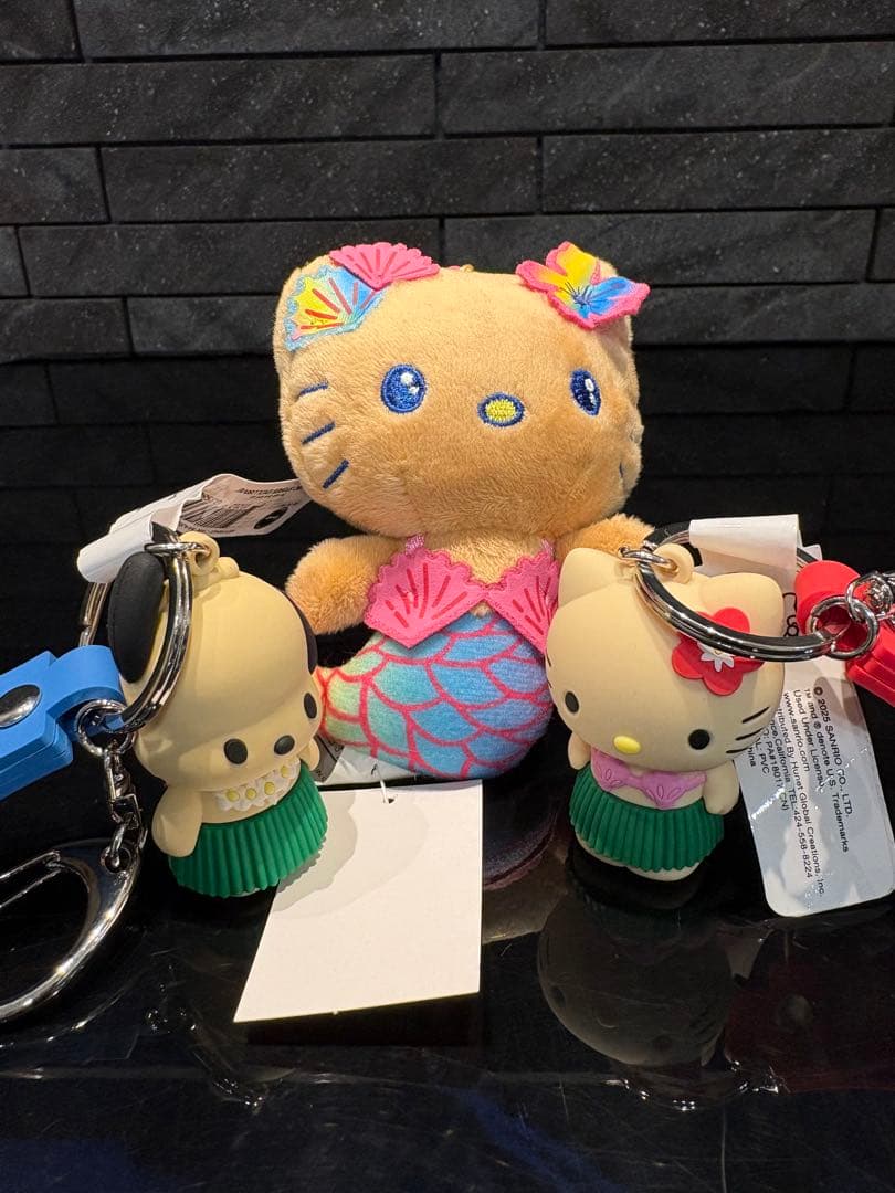 【ハワイ限定】日焼けキティ マーメイド ぬいぐるみキーホルダー ３点セット