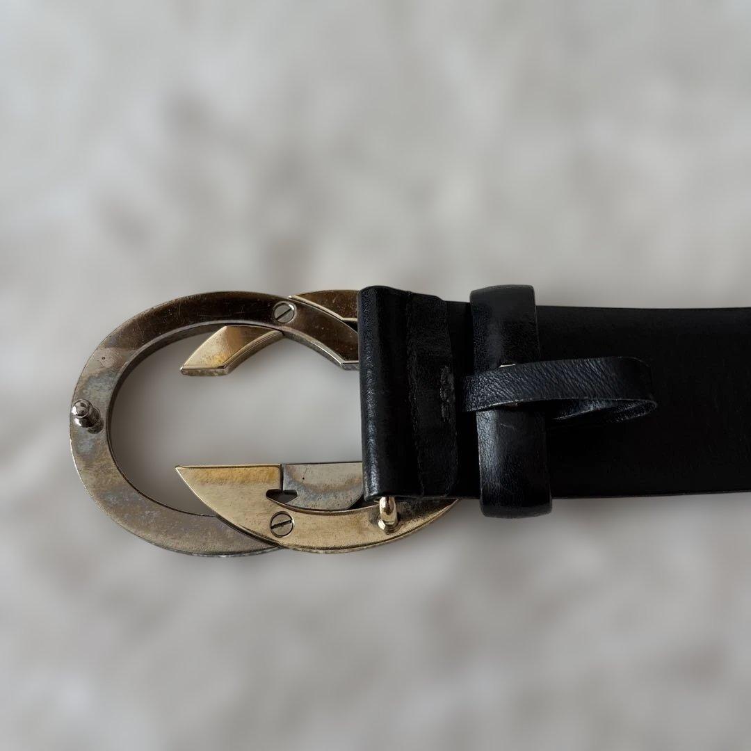 最終値下げ‼︎【美品】GUCCI 黒レザー ベルト ダブルGロゴ