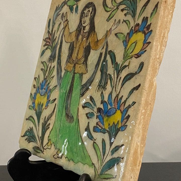 イラン19世紀 ペルシャ 陶板タイル飾り イスラム陶器 ヨーロッパ アンティーク