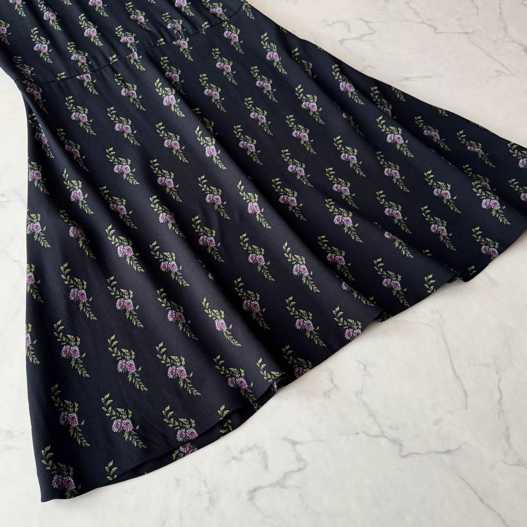 ミュウミュウ 小花柄 ワンピース フレア パフスリーブ ギャザー 襟付き 42