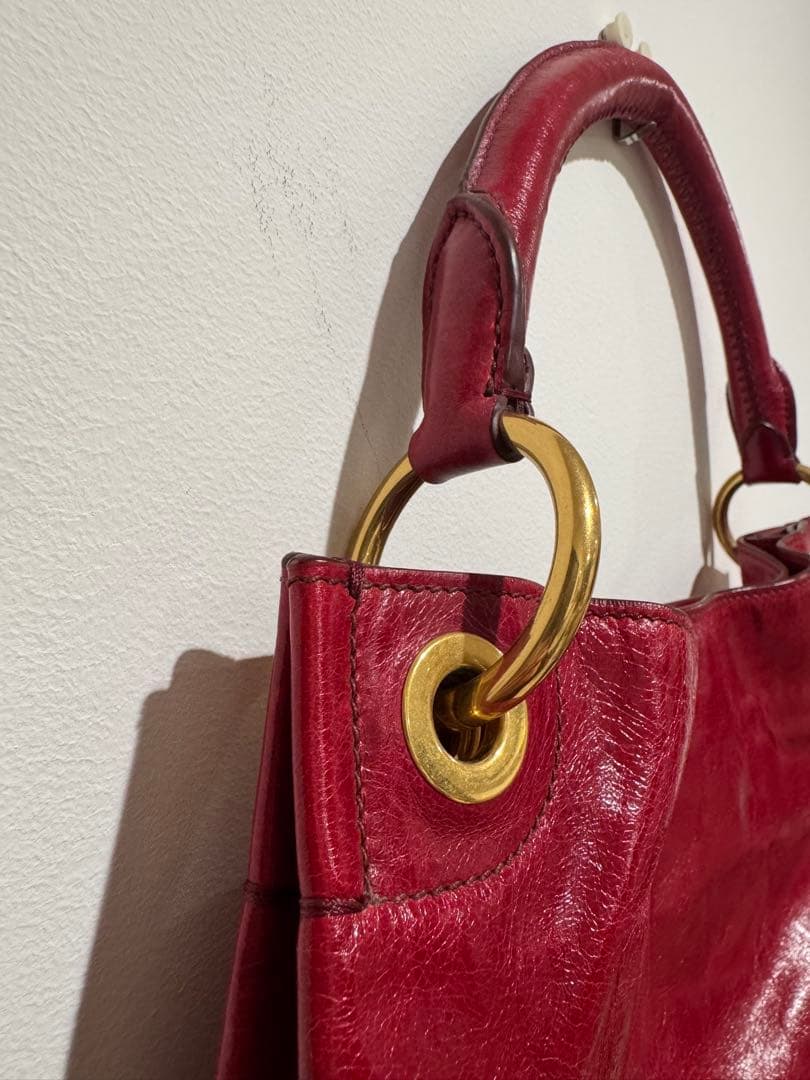 PRADA 赤 レザー ワンショルダー ホーボーバッグ