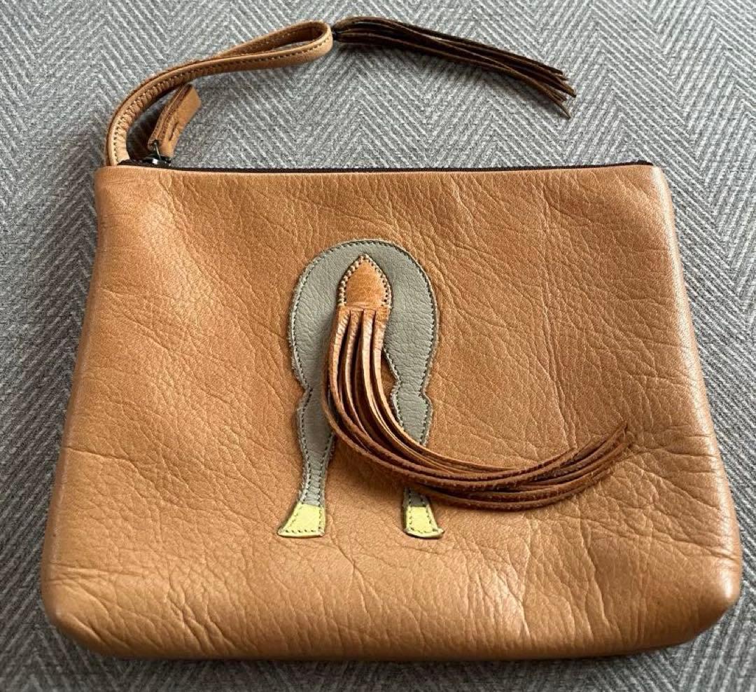 Kurosawa 馬の刺繍 本革クラッチバッグ