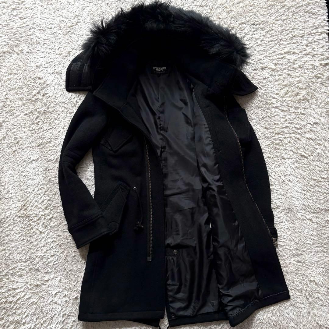TORNADO MART モッズコート ダブルジップ ラクーンファー 黒 フード