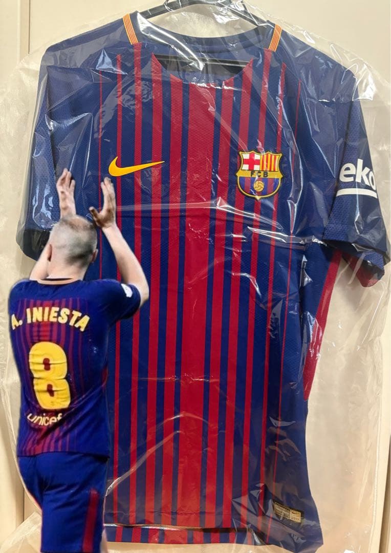 【幻のスポンサーなし】イニエスタ バルセロナ 17/18 8番 選手着用モデル