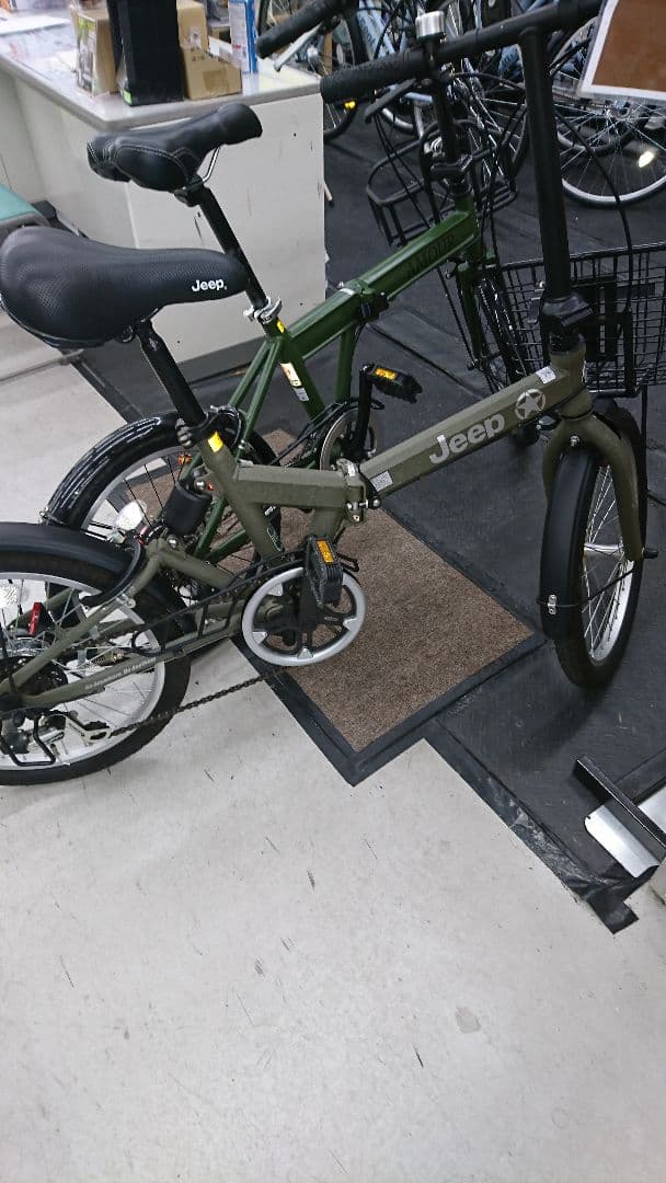 【美品】【引き取り希望】Jeep ジープ 折りたたみ自転車 オリーブグリーン