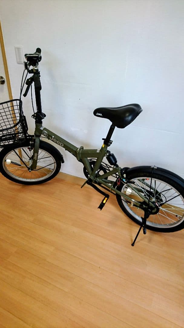 【美品】【引き取り希望】Jeep ジープ 折りたたみ自転車 オリーブグリーン