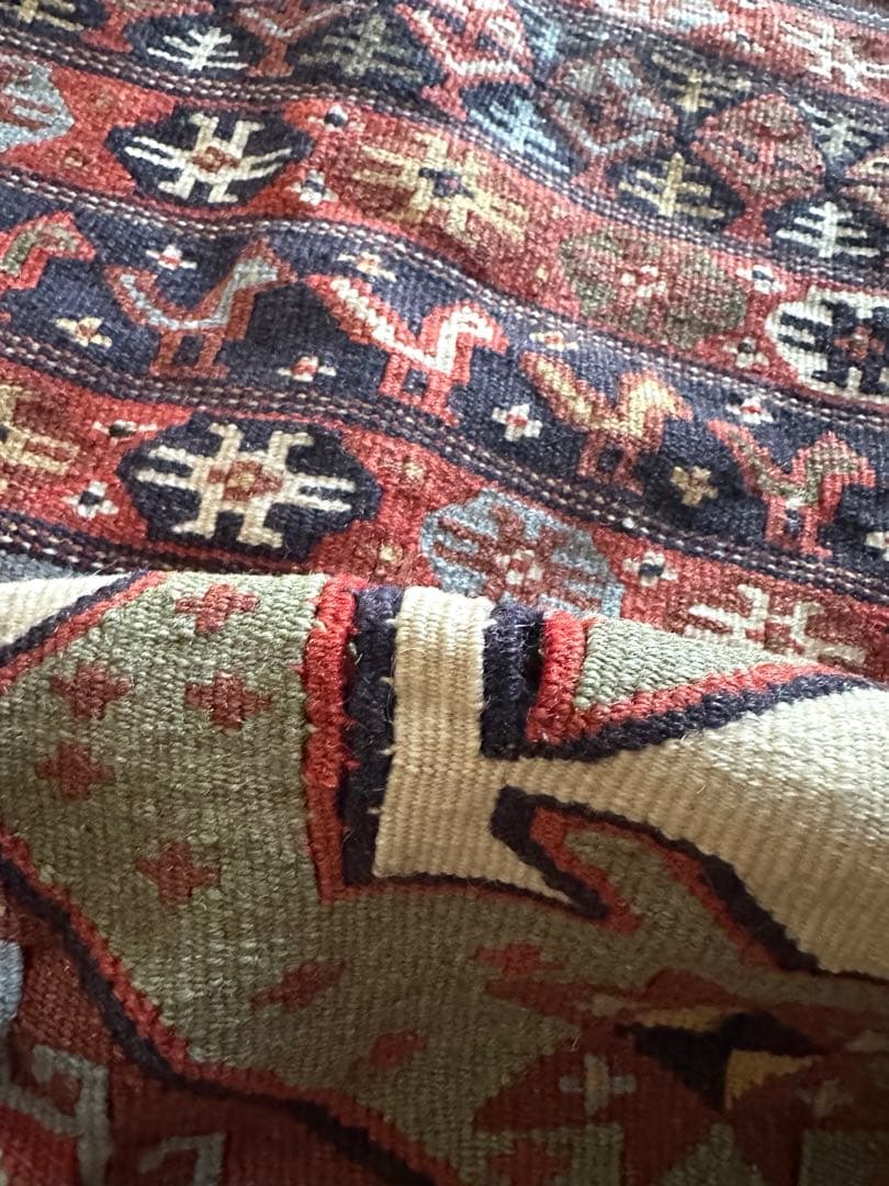 190×109 ヴィンテージラグ　手織　キリムラグ