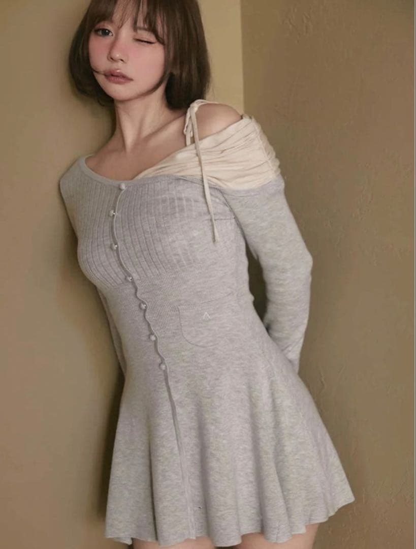 ワンピース andmary Helen knit flare mini dress