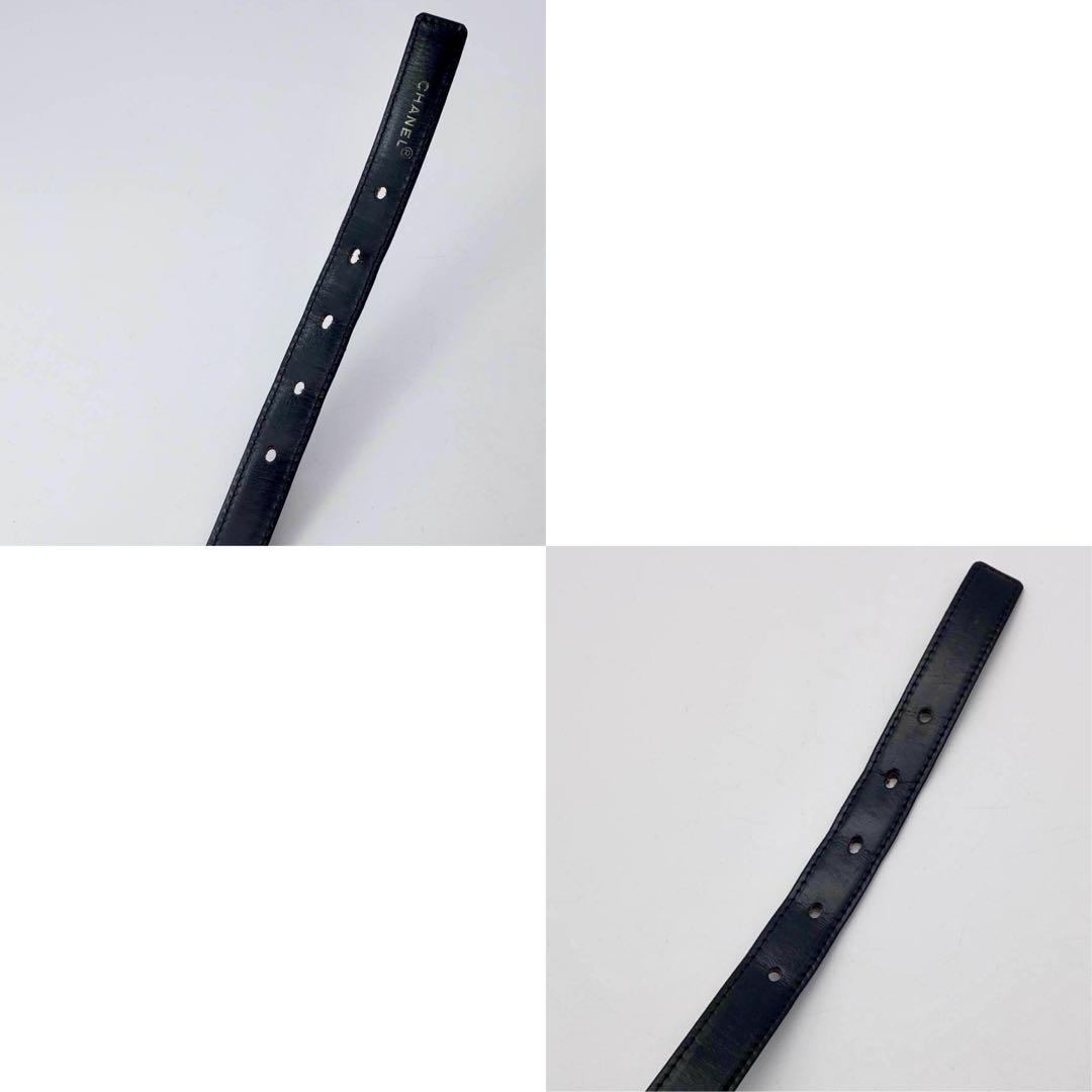 シャネル ココマーク　ベルト　ブラック　レザー　ゴールド　シルバー　レディース