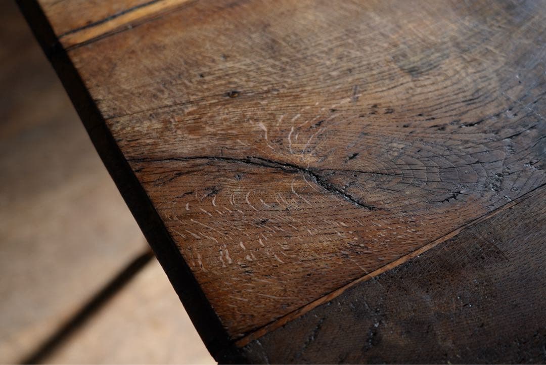 アンティーク　フランス　テーブル　ダイニングテーブル　オーク　什器　古木