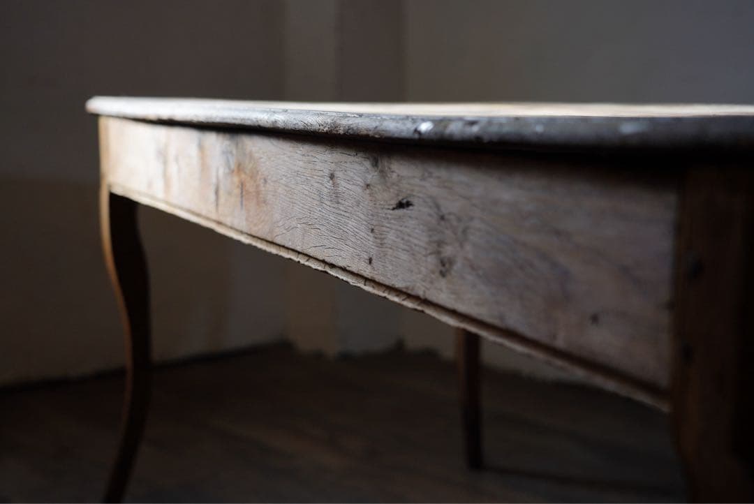 アンティーク　フランス　テーブル　ダイニングテーブル　オーク　什器　古木
