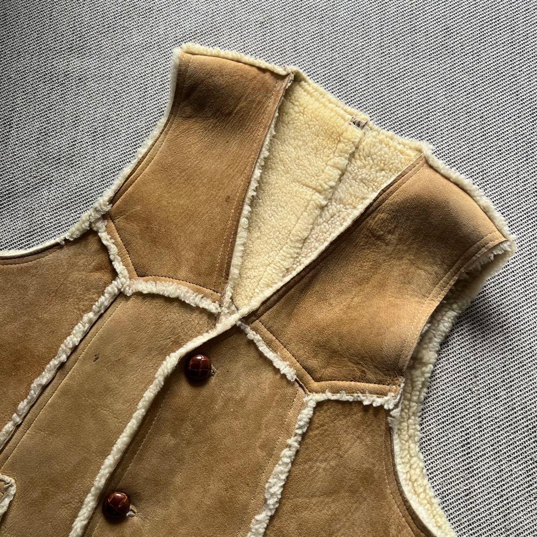 希少70's~80's vintage ムートンベスト　シープスキン　キャメル