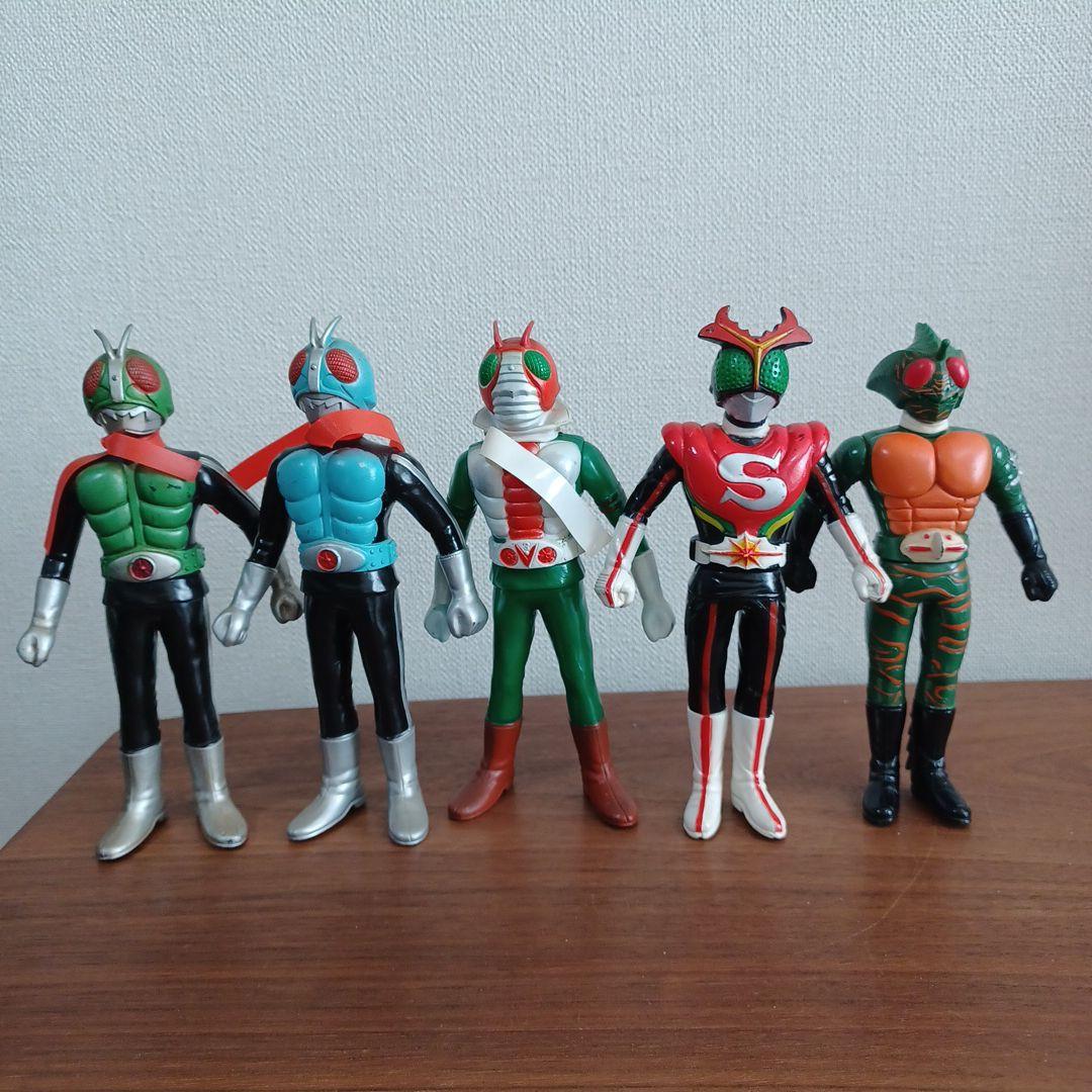 当時物　ポピー（バンダイ）製「仮面ライダー」希少ソフビフィギュア５体セット